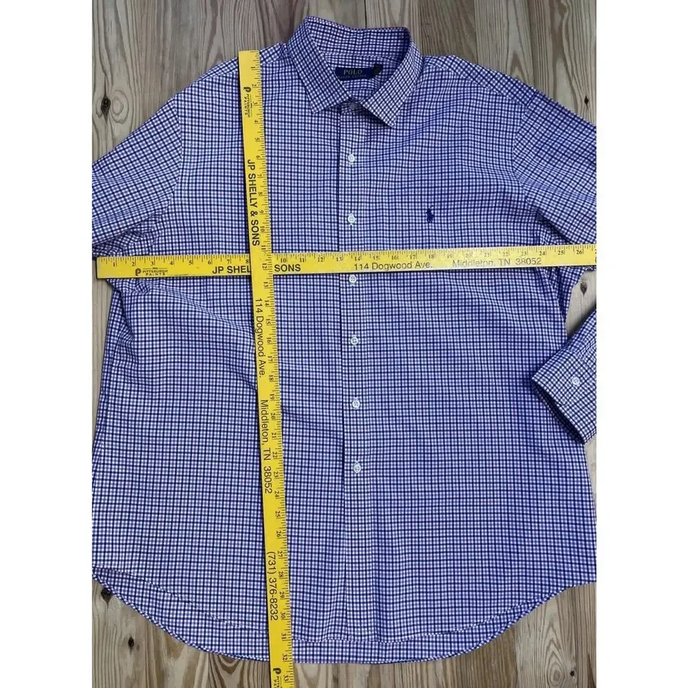 Polo Ralph Lauren Shirt Mens XXL Purple Gingham Check Long Sleeve Pony Button Up